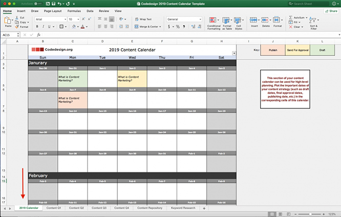 Content calendar template 2019 schedule
