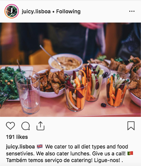 juicy lisboa catering instagram