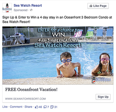 hotel free giveaway facebook post
